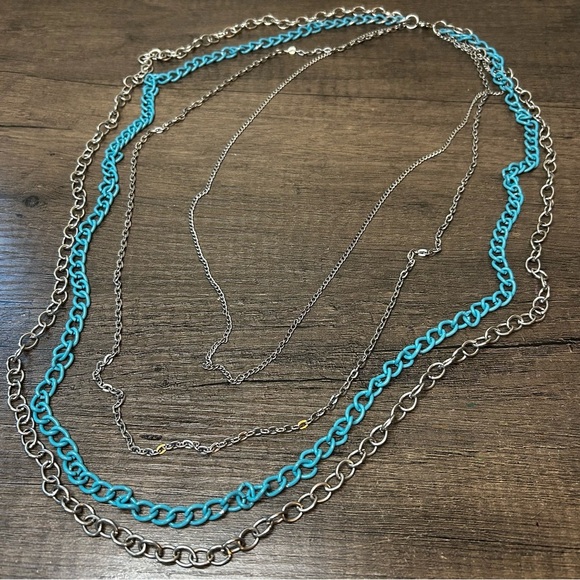 Silver and Blue Chain Necklace - Picture 1 of 3
